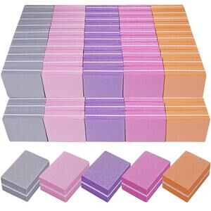 100 Grit Nail Buffer Blocks Mini Bulk for Acrylic & Natural Nails Manicure
